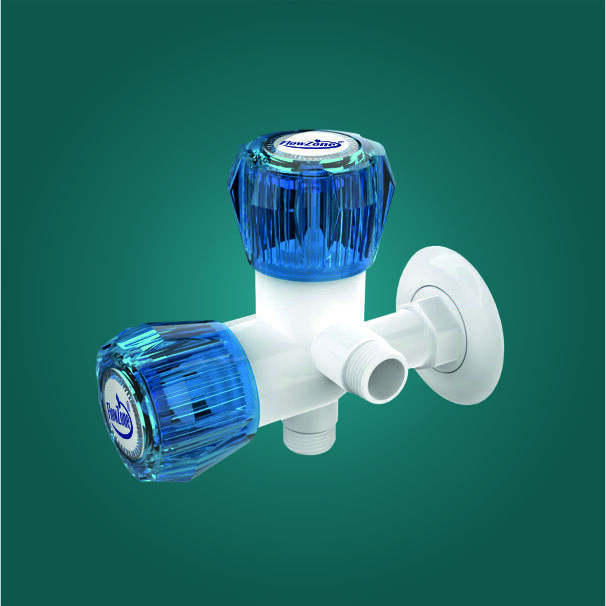 Plastic Two Way Angle Cock - Color: White