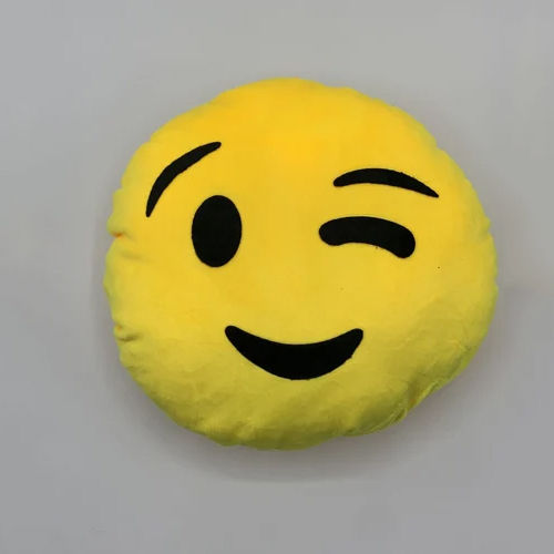 Eye Blink Emoji Round Cushion - Color: Yellow