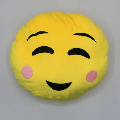 Round Shy Emoji Cushion - Color: Yellow