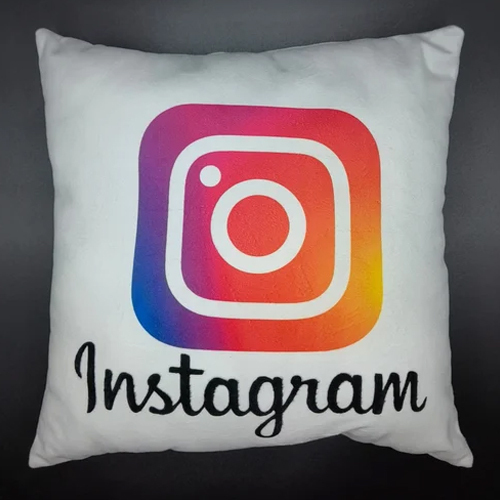 Logo Sublimation Printed Cushion - Cotton 12X12 Inch White | Soft Foam Filling Trendy Home Decor for Social Media Enthusiasts