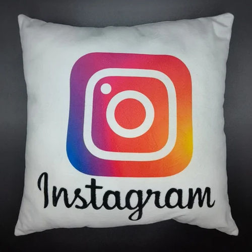 Instagram Logo Sublimation Printed Cushion - Color: White