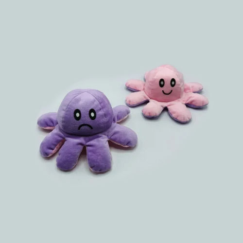 Plush Multicolor Reversible Octopus Soft Toy - Color: Various Available