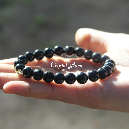 Lava Stone Beads Bracelet - Color: Black