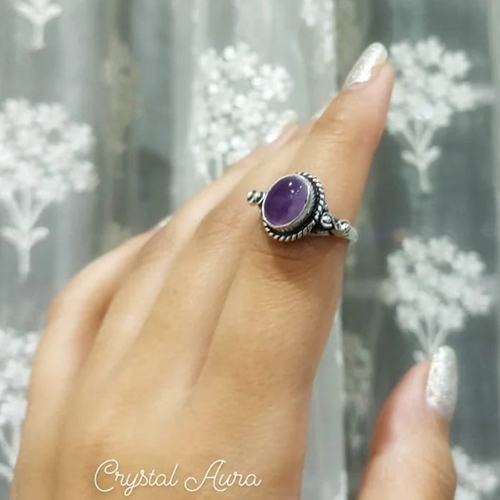 Amethyst Crystal Quartz Gemstone Ring - Material: Stone