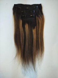 Colored Remy Hair Highlighted Natural Straight Human Hair Clip In Set - Human Hair Type: Indian