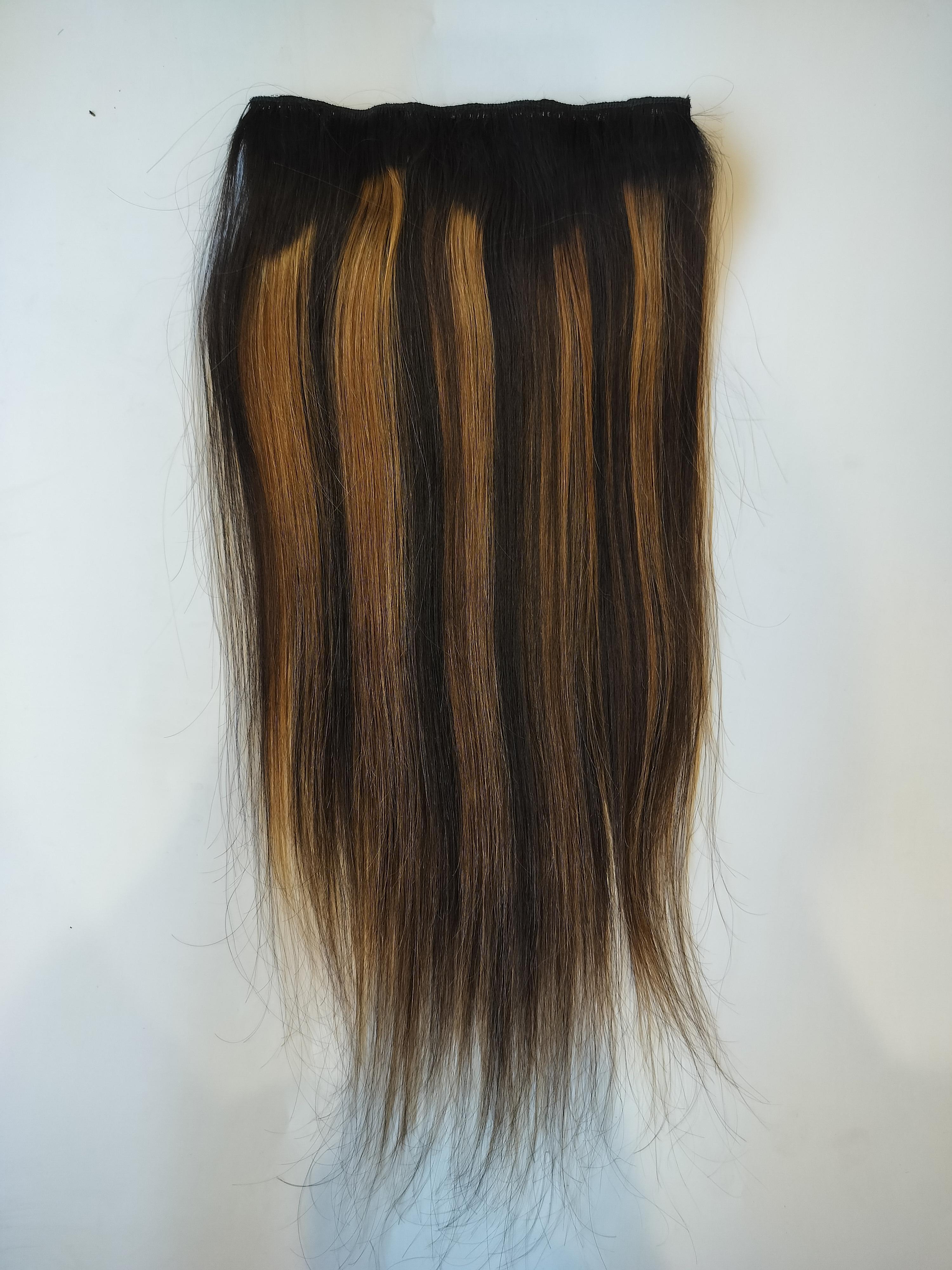 Colored Remy Hair Highlighted Natural Straight Human Hair Clip In Set