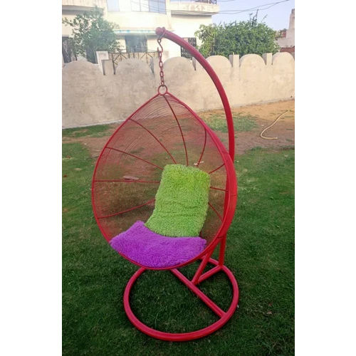 Red Iron Hanging Swing Chair - Application: Garden