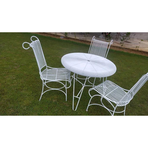 Three Seater Chair Table For Garden - Color: White