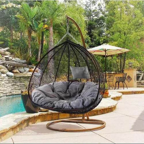 1 Seater Powder Coated Outdoor Swing - Color: Black