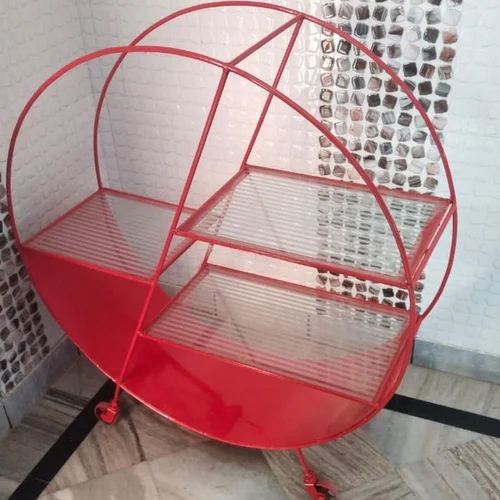 Floor Mounted Round Wrought Iron Shelf - Application: Showroom