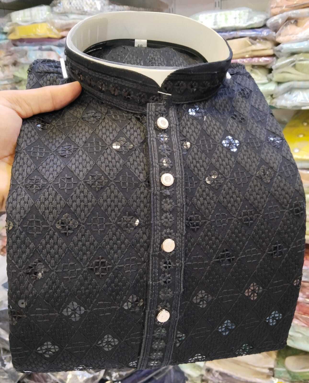 Men's Kurta - Rayon Sequence Fabric Sizes 34 To 44 | Embroidered Closure Half Sleeves Breathable Non-toxic Washable Summer Ethnic Style