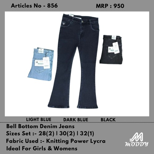 M Moddy 856 Bell Bottom Deni.M Jeans Light Blue Dark Blue - Feature: No Fade