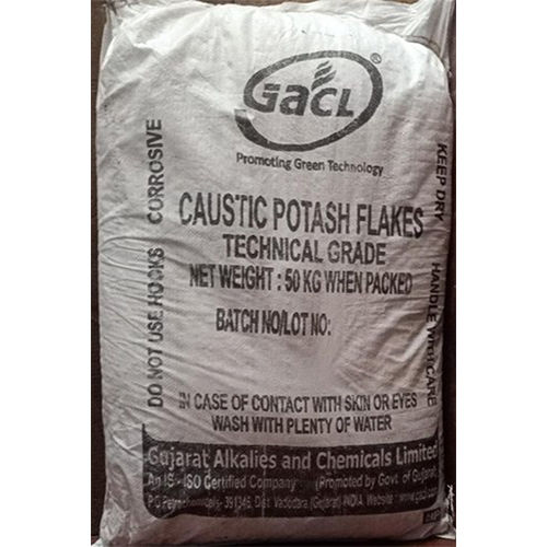 Caustic Potash - Industrial Grade Flakes, White Material with High Solubility and Reactivity