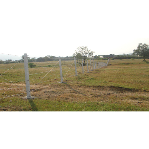 Cement Pole With Barbed Wire Fencing