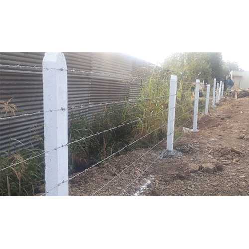 Cement Pole With Barbed Wire Fencing