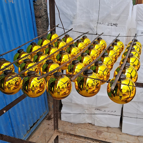 6 Inch Golden Ball Candle Holder - Finishing: Polishing