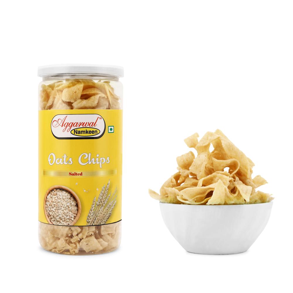 Oats Salted Chips - 150 Gm Plastic Bottle | Healthy Crunchy Snack, Baked Oats, Gluten-free, Low In Saturated Fat, High In Fiber Snacks
