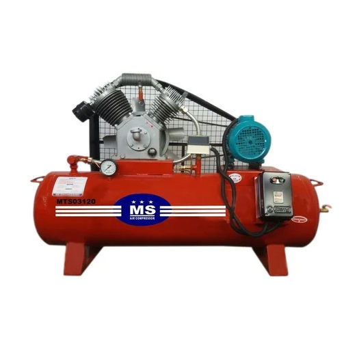 3 HP Air Compressor - Reciprocating Type, Industrial Usage , Red Finish with Powerful Motor