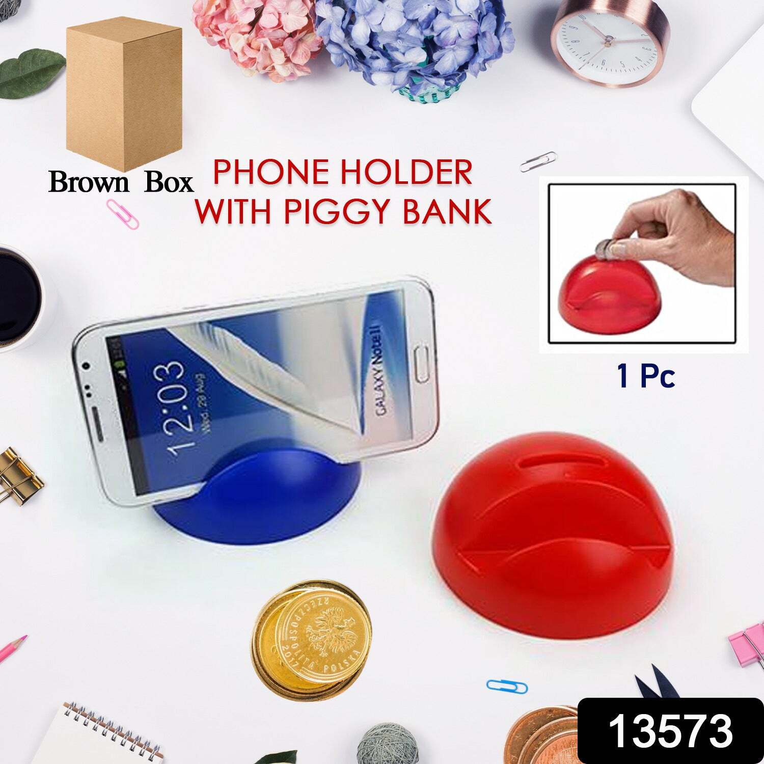 2in1 ABS Plastic Phone Holder Phone Stand With Coin Banks