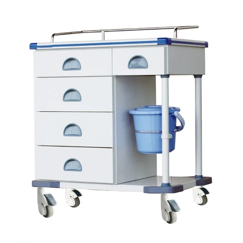 Yc-J-A300023 Hospital Steel Artificial Marble Aluminium Treatment Trolley - Color: White