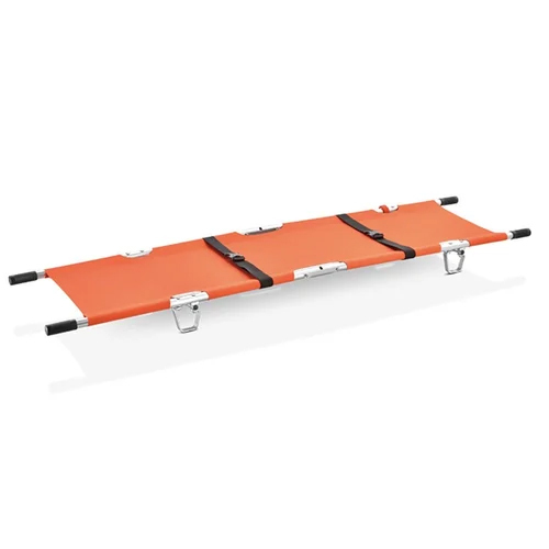 Foldable Stretcher - Stainless Steel, Orange Color | Portable Manual Operation, Durable Warranty