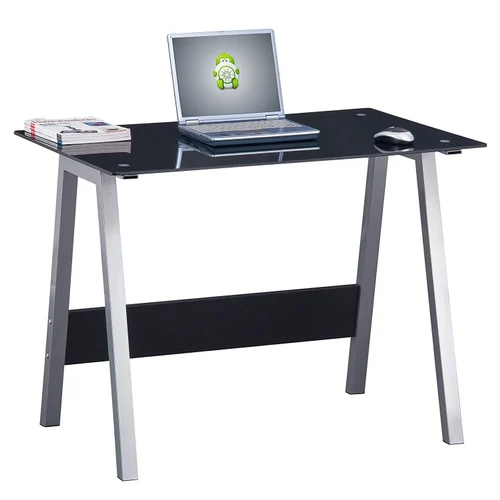 Enct-3359Nc Premium Computer Table With Glass - Color: Silver
