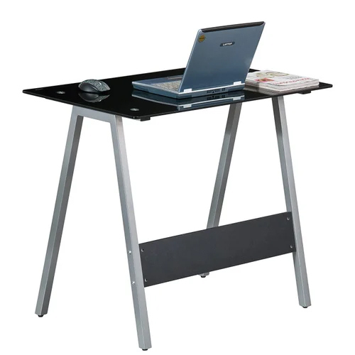 Enct-3359nc Premium Computer Table With Glass - Color: Silver