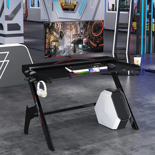 02_Skyrim Accionx Gaming Table With Led With Elevated Monitor - Color: Black