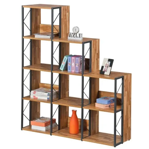 Ergoniko Wooden Bookshelf Furniture - Color: Brown