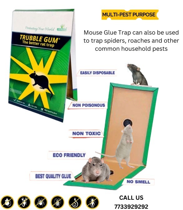 Pest Glue Trap - Pp Material, 33.5x10.8 Cm Size, Green Color | Effective Rat & Mouse Control, Ideal For Domestic & Industrial Use