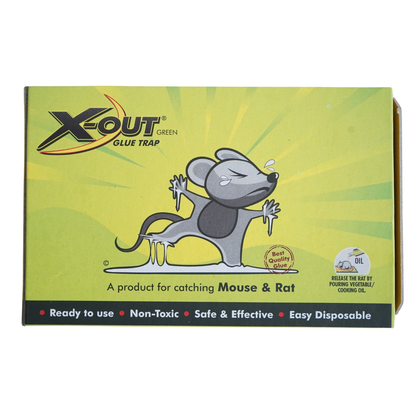 Pest Glue Trap - Pp Material, 33.5x10.8 Cm Size, Green Color | Effective Rat & Mouse Control, Ideal For Domestic & Industrial Use