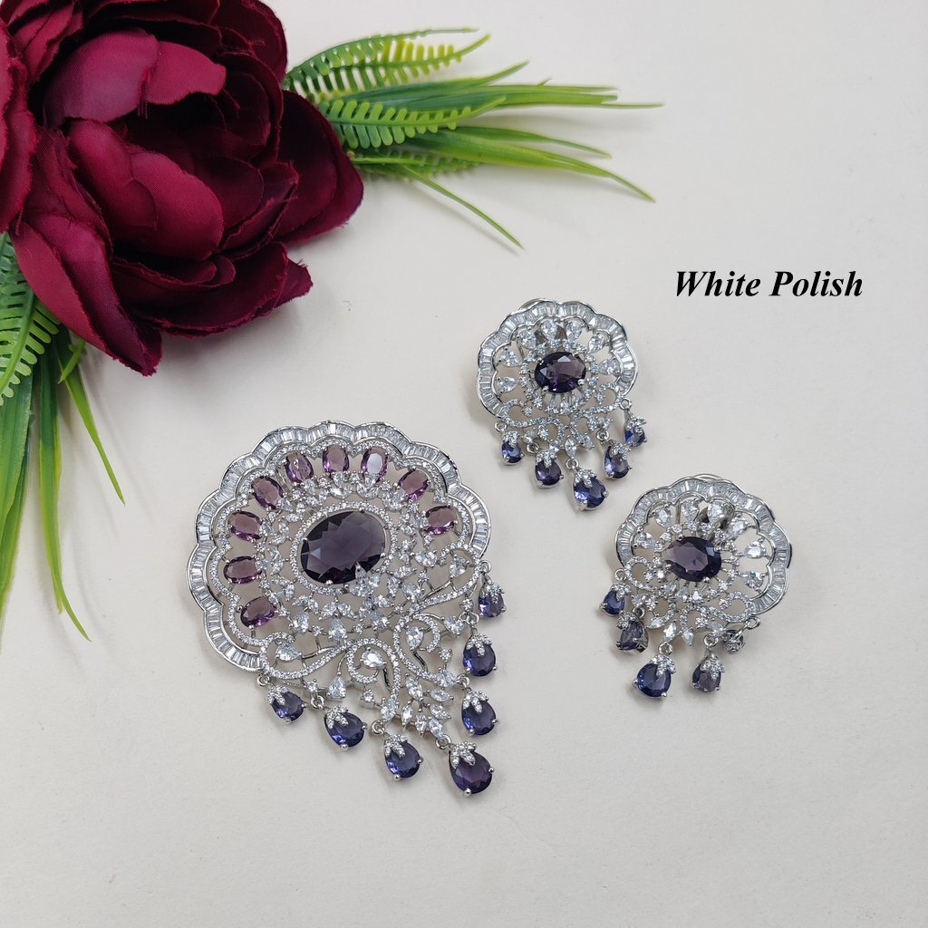 Elegant Adornment American Diamond Locket Set