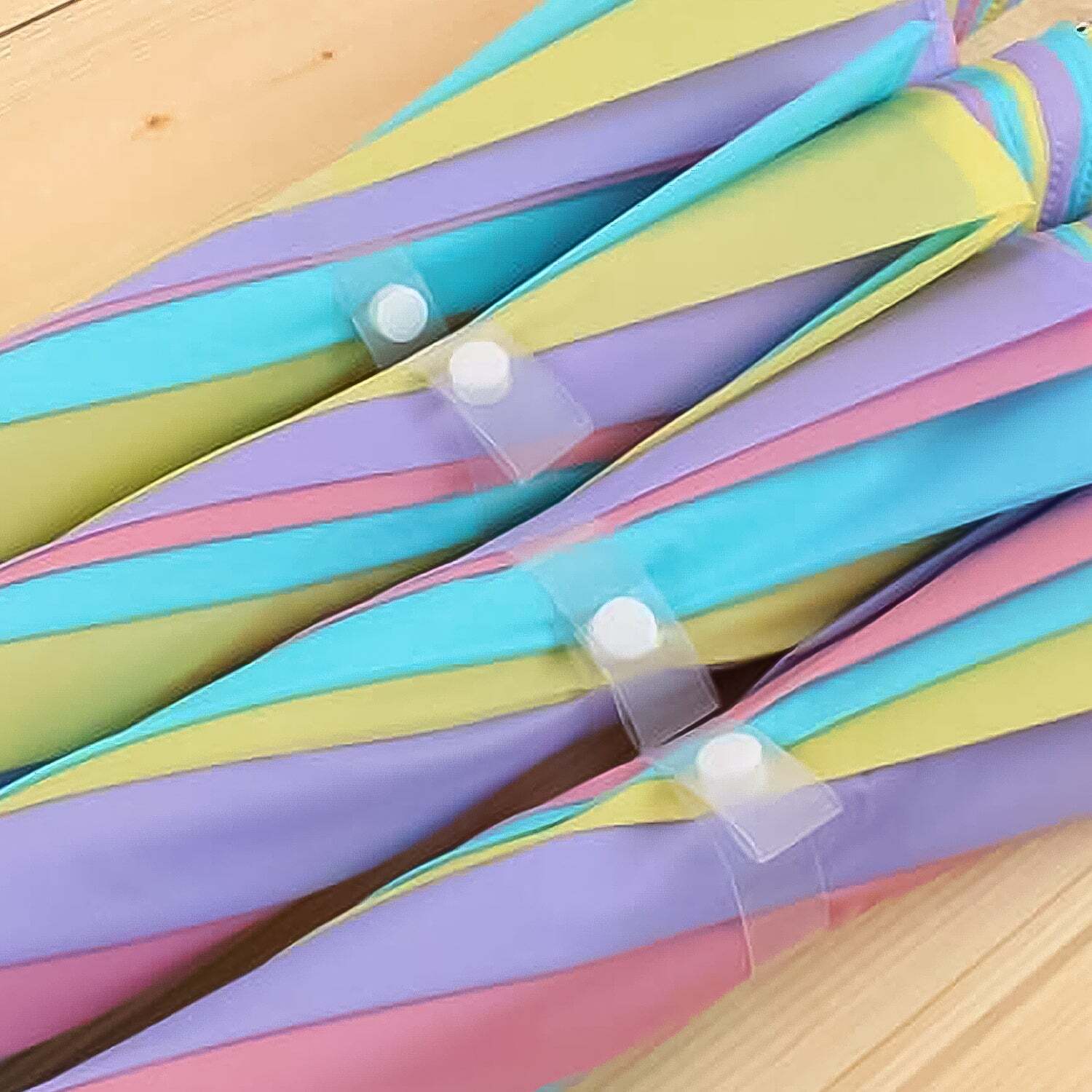 Colorful Rainbow Umbrella Multi-colour J Shaped Handles