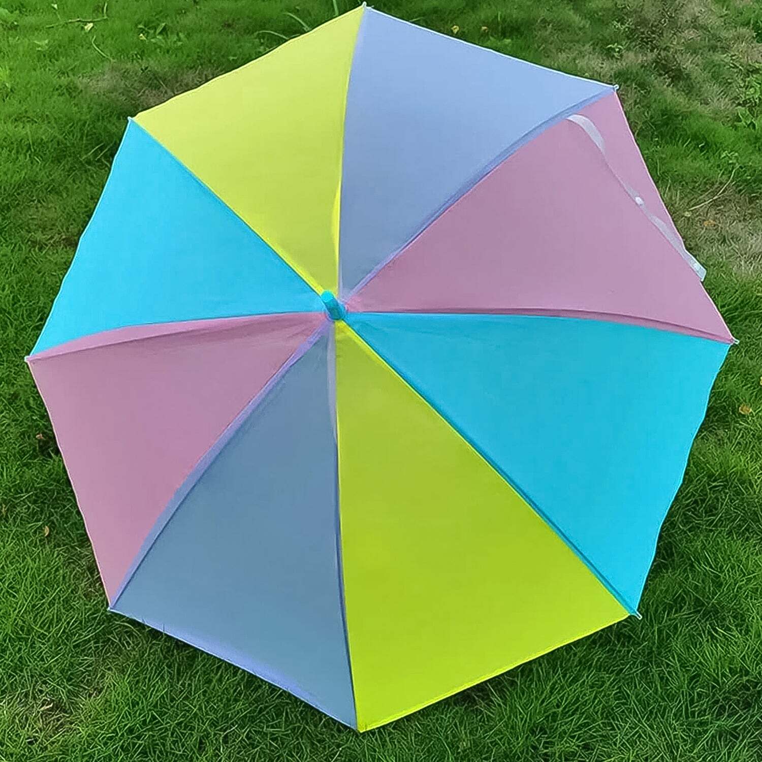 Colorful Rainbow Umbrella Multi-colour J Shaped Handles