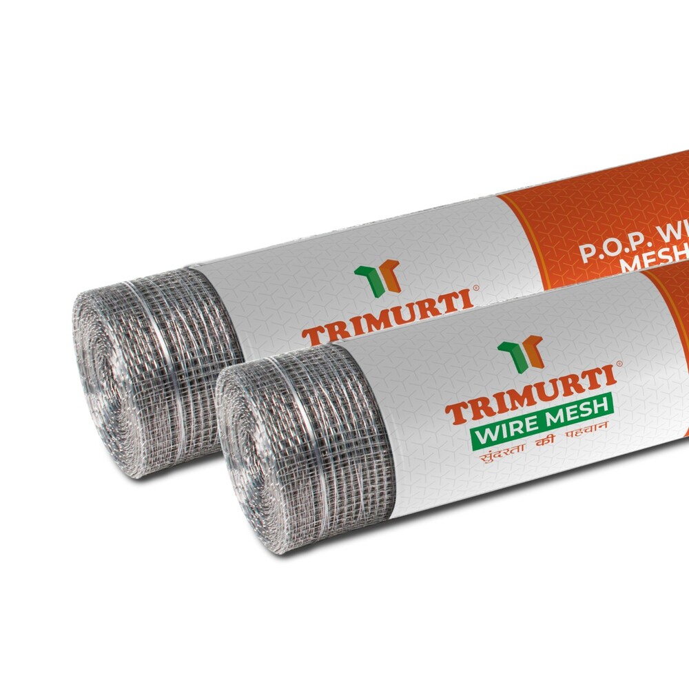 Trimurti Pop Gi Wire Mesh - Galvanized Steel 3ft X 25ft/50ft/75ft/100ft Silver Color 0.54mm Thickness | Ideal For False Ceiling Long Service Life