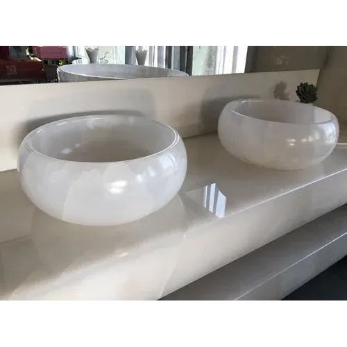 White Marble Wash Basin - Installation Type: Above Counter