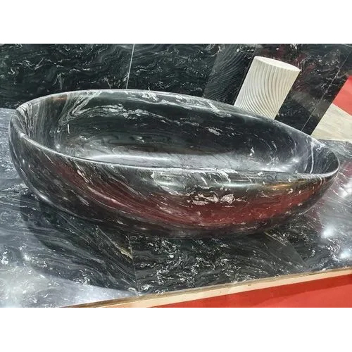 Black Marble Bath Tub - Finish: Glossy