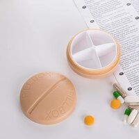 Portable Round Shape 4 Compartments Pill Box