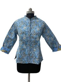 Cotton Quilted Screen Print Short Jacket