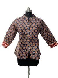 Cotton Quilted Screen Print Short Jacket