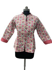 Cotton Quilted Screen Print Short Jacket
