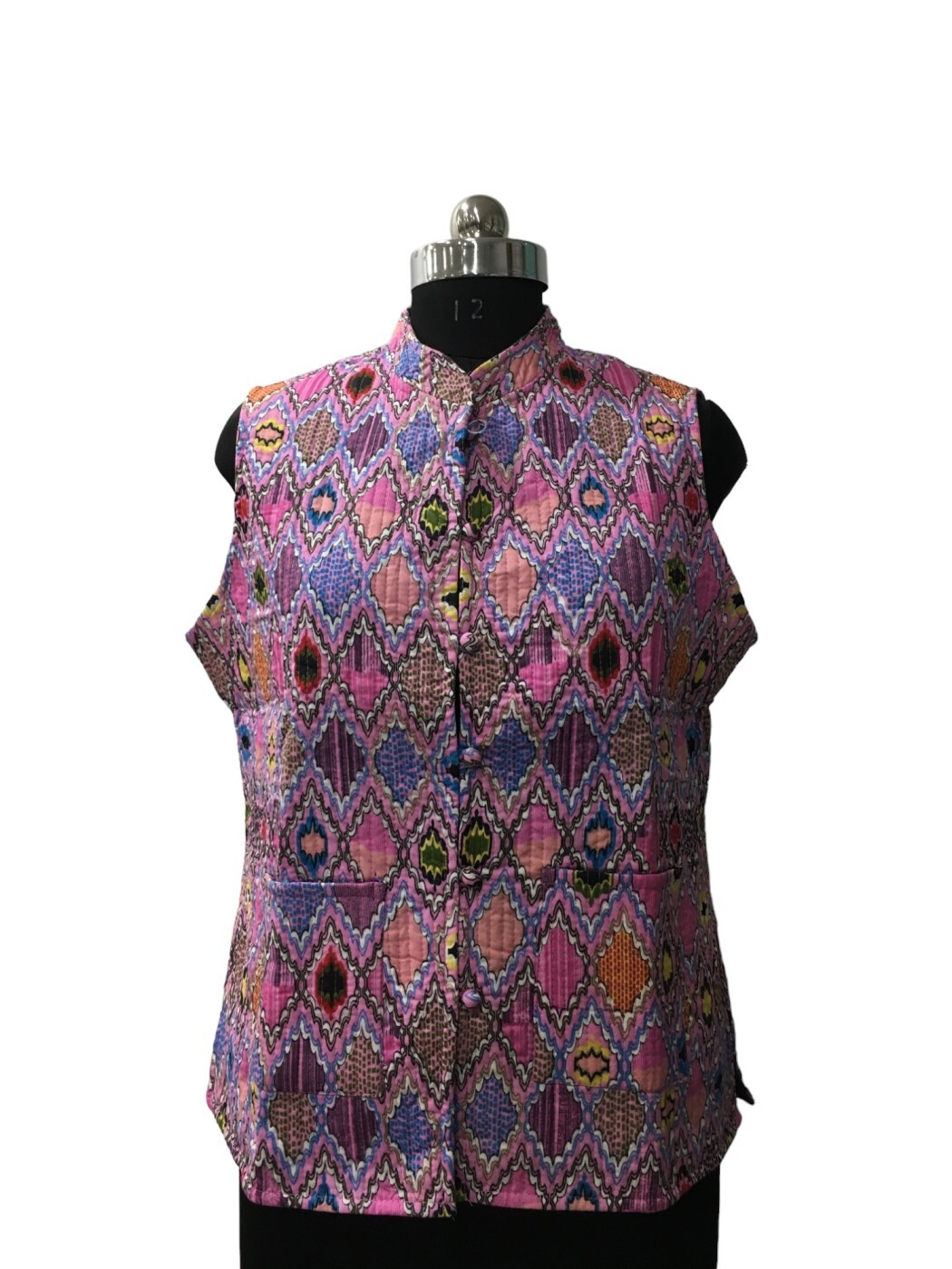Cotton Quilted Screen Printed Sleeveless Jacket