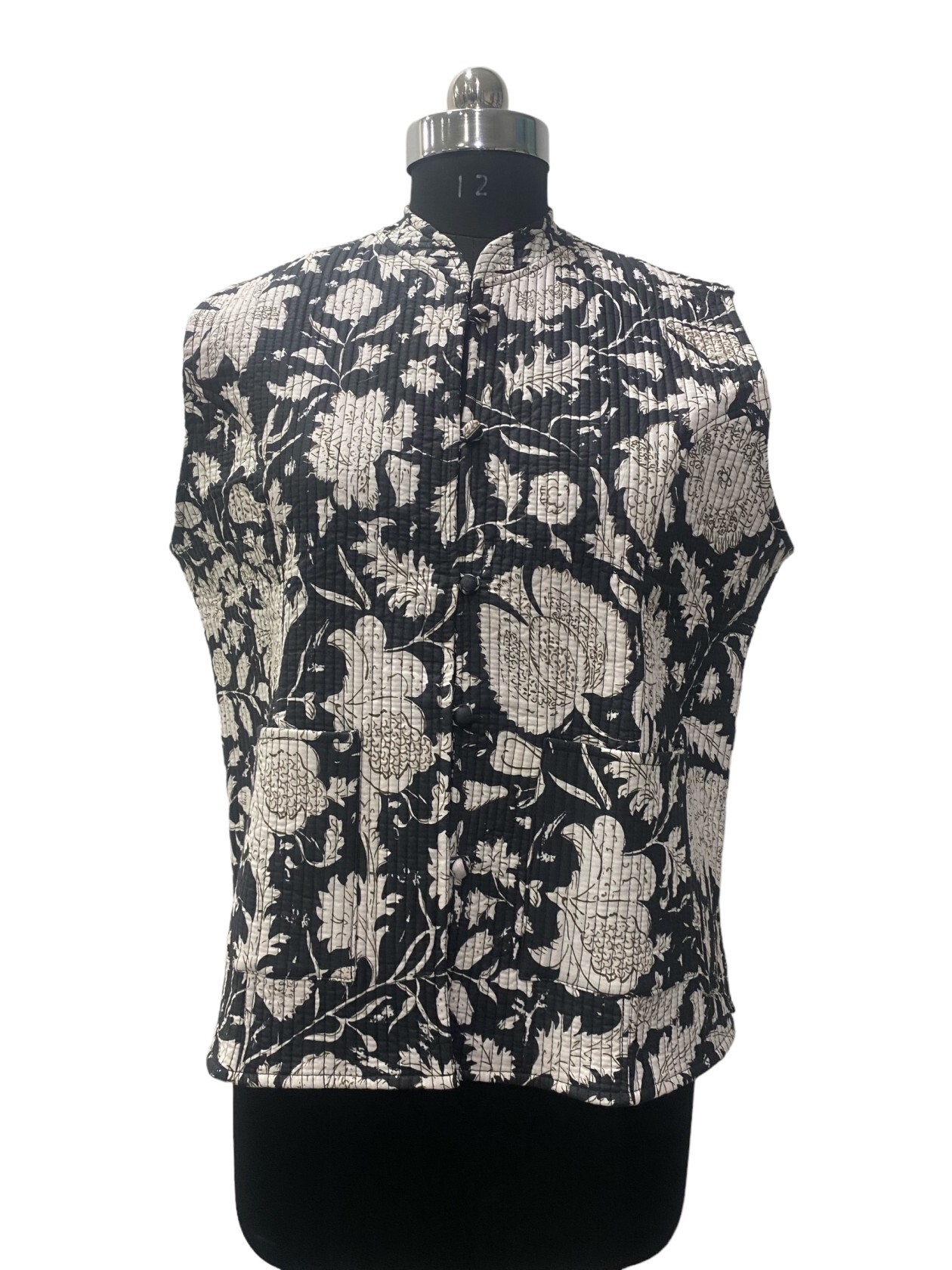 Cotton Quilted Screen Printed Sleeveless Jacket