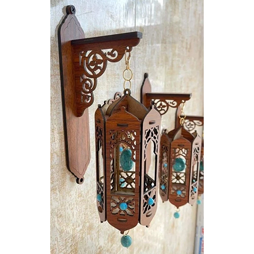 Wooden Hanging Lamp - Color: Brown