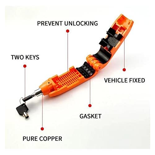 Heavy Duty Bike Brake Lock - 16.2x4.5x5cm | Anti-theft Security Lock For Scooters, Motorcycles, Atvs, Grip Size 27-38mm, Stainless Steel Wire