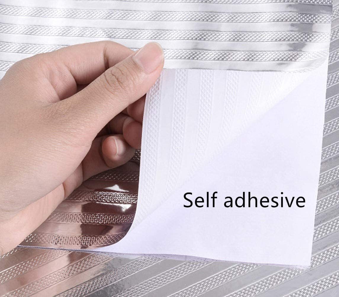 Silver Foil Wallpaper Lining Design - 40x200 Cm | Self-adhesive, Easy To Clean, Removable, Oil-proof, Waterproof, Ideal For Kitchen Surfaces