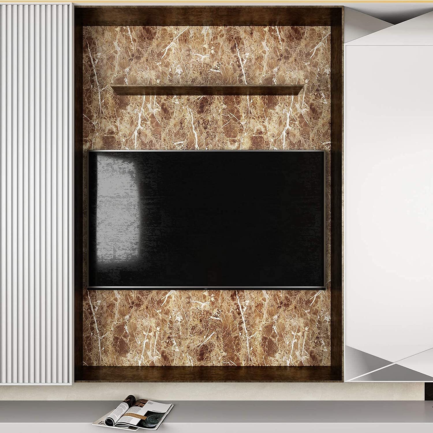 Brown Marble Wallpaper - 3.05 X 0.61 Meters | Waterproof, Self-adhesive, Removable, Easy To Cut, Ideal For Cabinets & Shelves