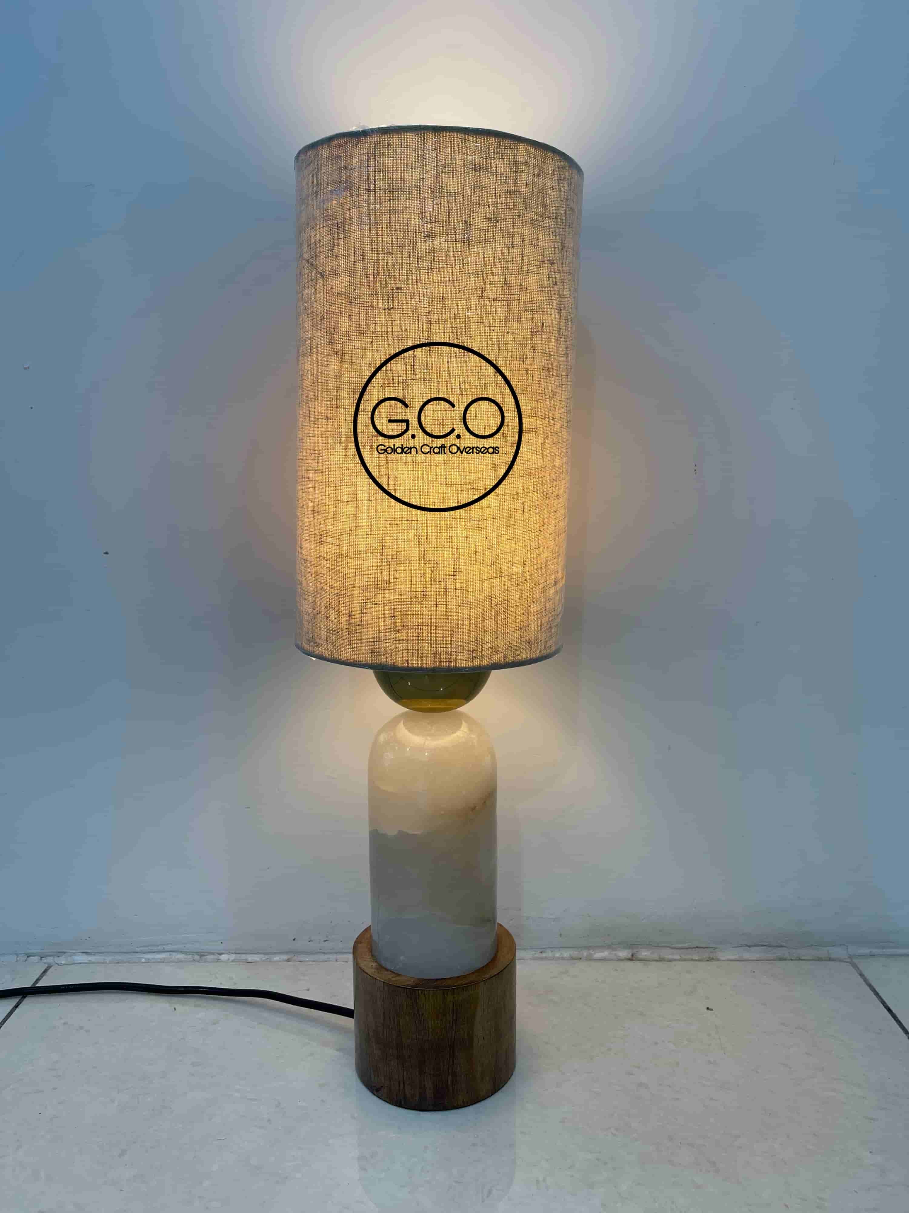 Marble Base Table Lamp With Shade - Color: Multi