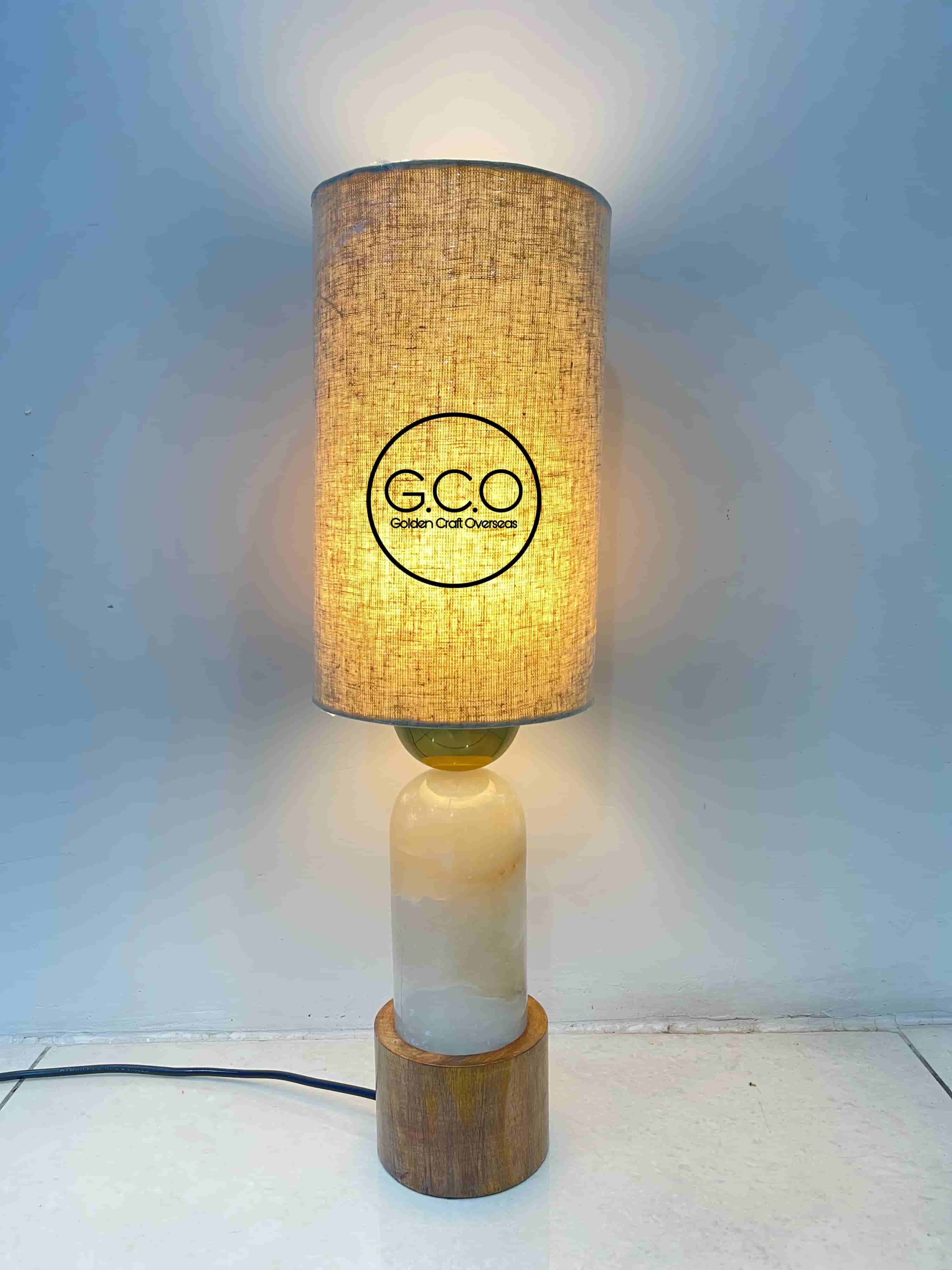 Marble Base Table Lamp With Shade - Color: Multi