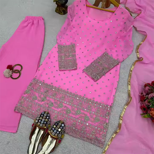 Pakistani Indian Salwar Plazo Latest Design Dupata Plazo Kameez Suits - Color: Pink